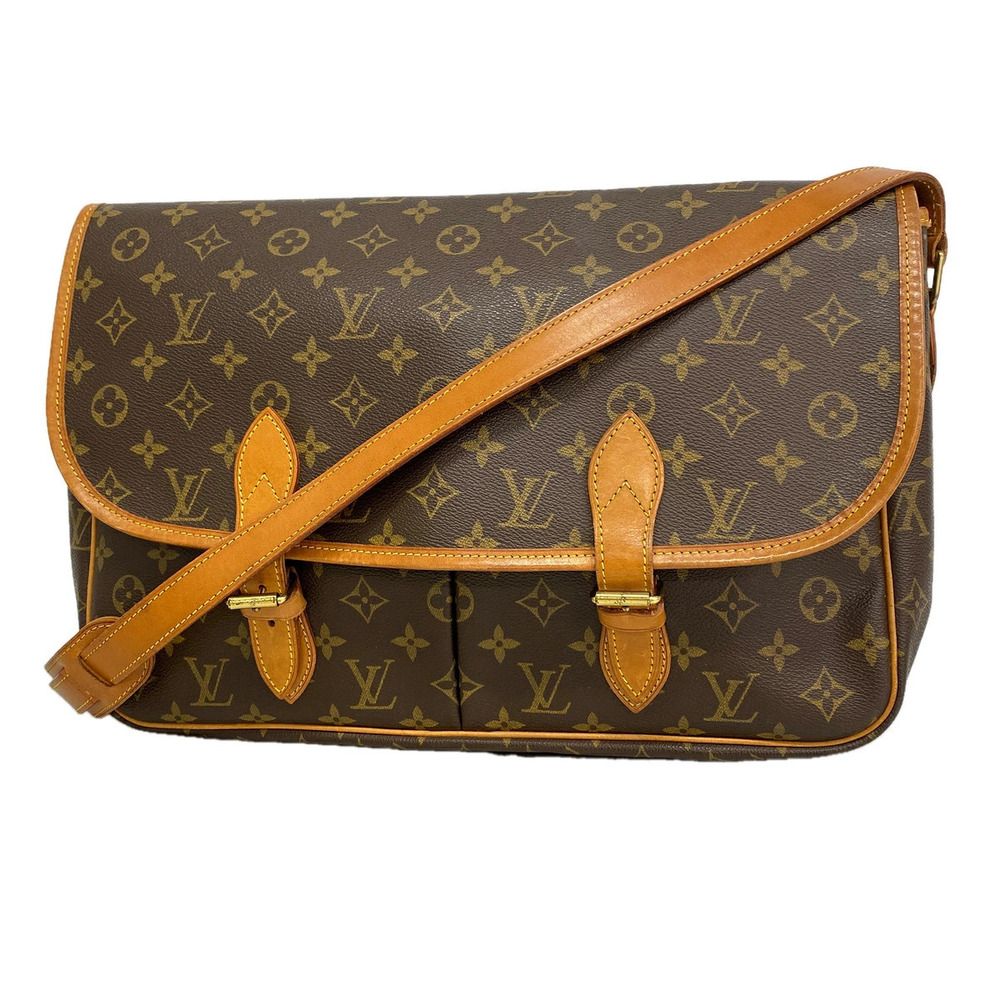 Louis Vuitton Monogram Gibeciere Shoulder Bag Canvas Leather Brown